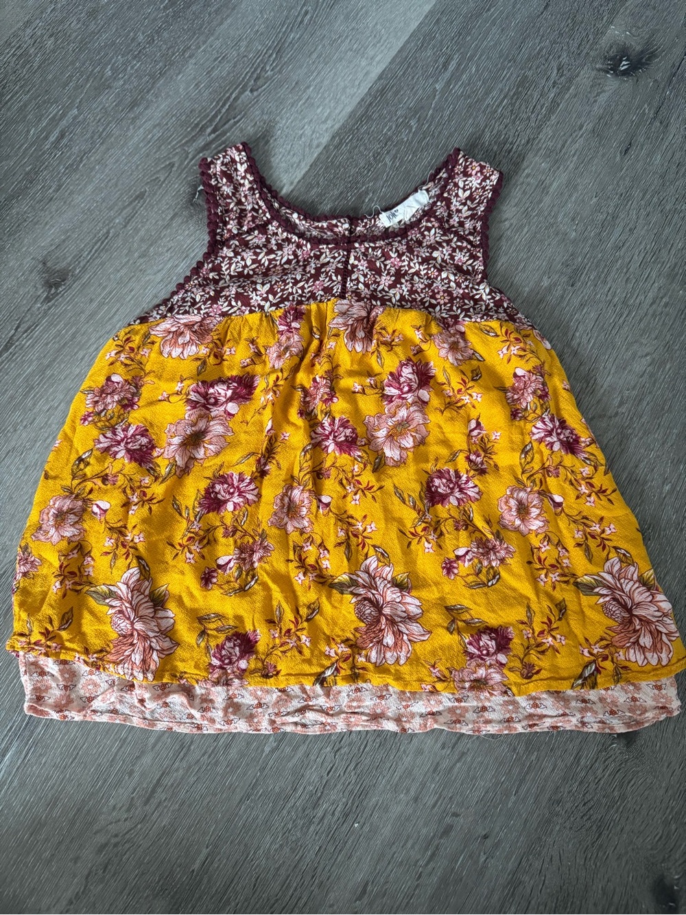 Jolt Yellow Floral Mixed Print Sleeveless Boho Blouse M